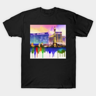 Las Vegas Skyline Ai Art Watercolor T-Shirt